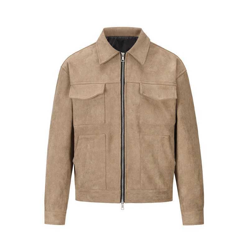 Spring Autumn New Fashion Mens American High Street Solid Color Chamois Multi Pocket Zipper Jacket Coat Casual Trendy Coat Male R250807