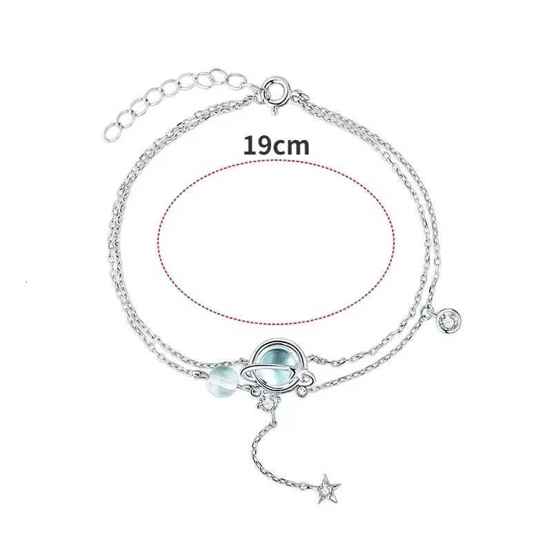 925 Sterling Silver 19CM Double Bracelet Aquamarine Crystal Encrusted Bracelet Elegant Feminine Trend Jewelry Z250807