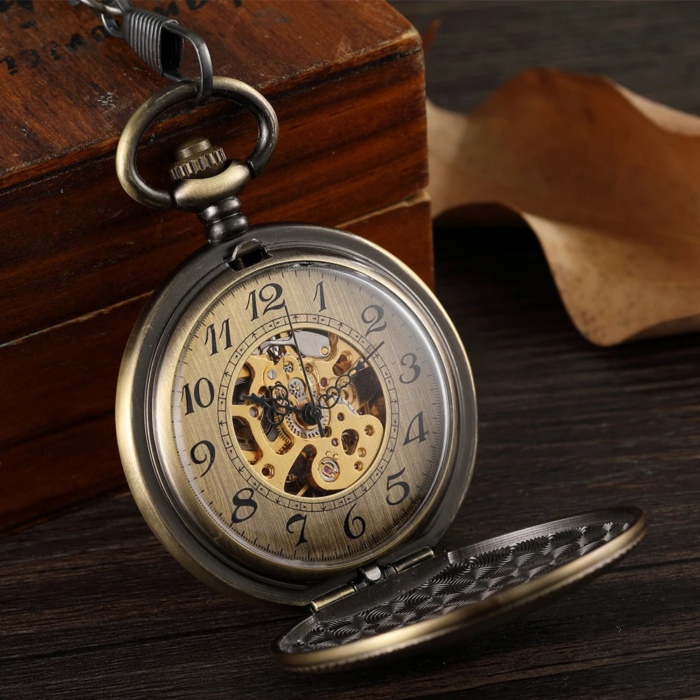 Lady Pocket Watch Skeleton Mechanical FOB VIntage Pocket Watch for Men montre de poche retro Steampunk 250807