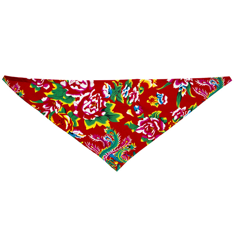 Trendy Lightweight Unisex Outdoor Cycling Bandana Northeast Chinese Bold Floral Print Sporty Street wear Hip Hop Triangular Scarf