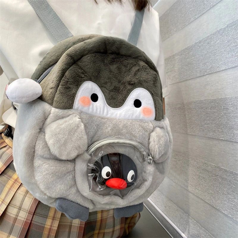 2025 Autumn New Women s Backpack Penguin Cartoon fashion Women s Backpack Cute Girl Backpack Plush Doll Mini Backpack Autumn New Designer Backpack