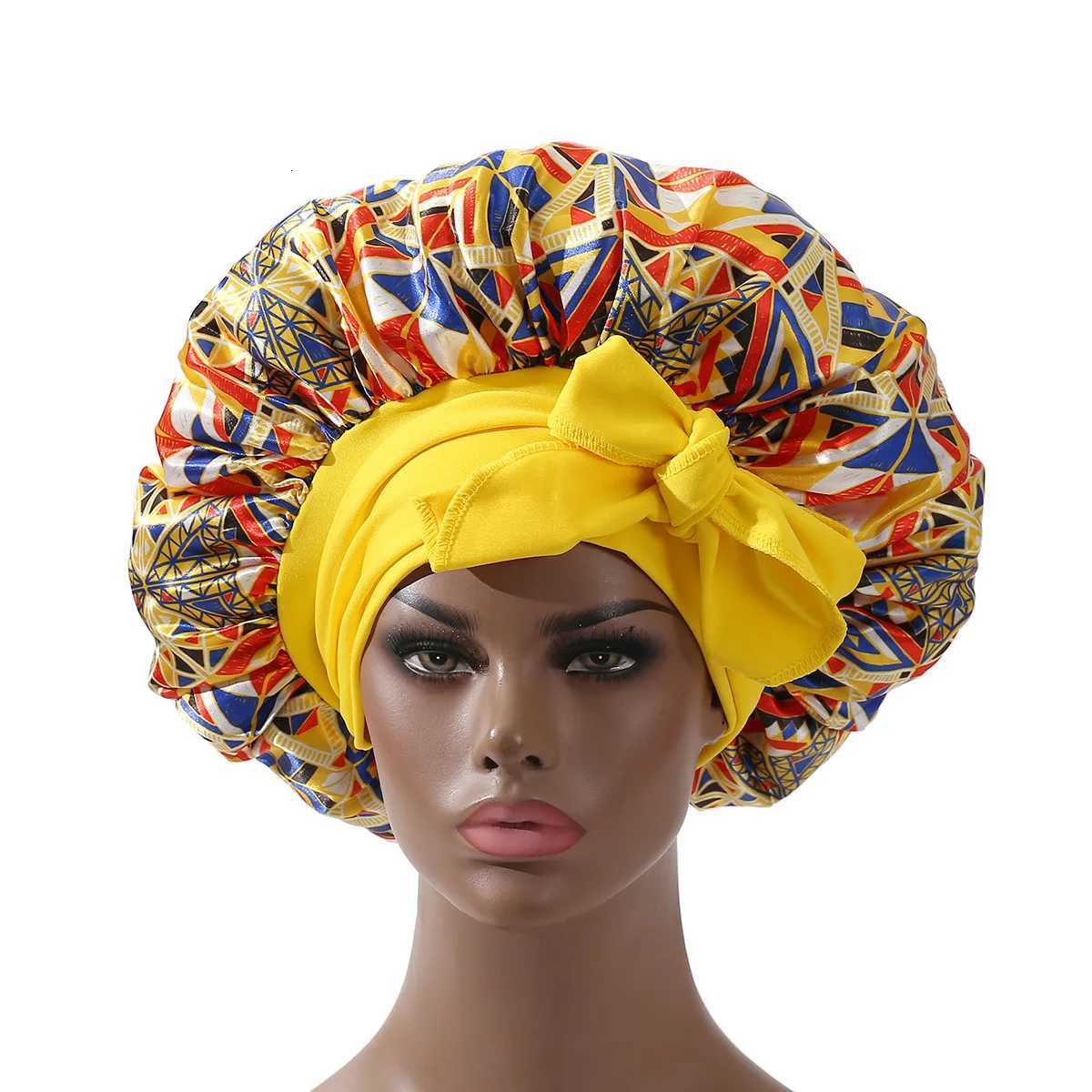 Extra Large Satin Bonnet Long Tail African Style Print Bonnets for Women Shower Cap Womens Hats Hair Bonnet for Sleeping Z250808