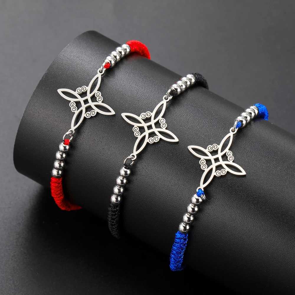 Dawapara Witch Knot Charm Bracelet for Women Celtics Knot Protection Amulet Bead Chain Stainless Steel Witchcraft Wiccan Jewelry Z250807