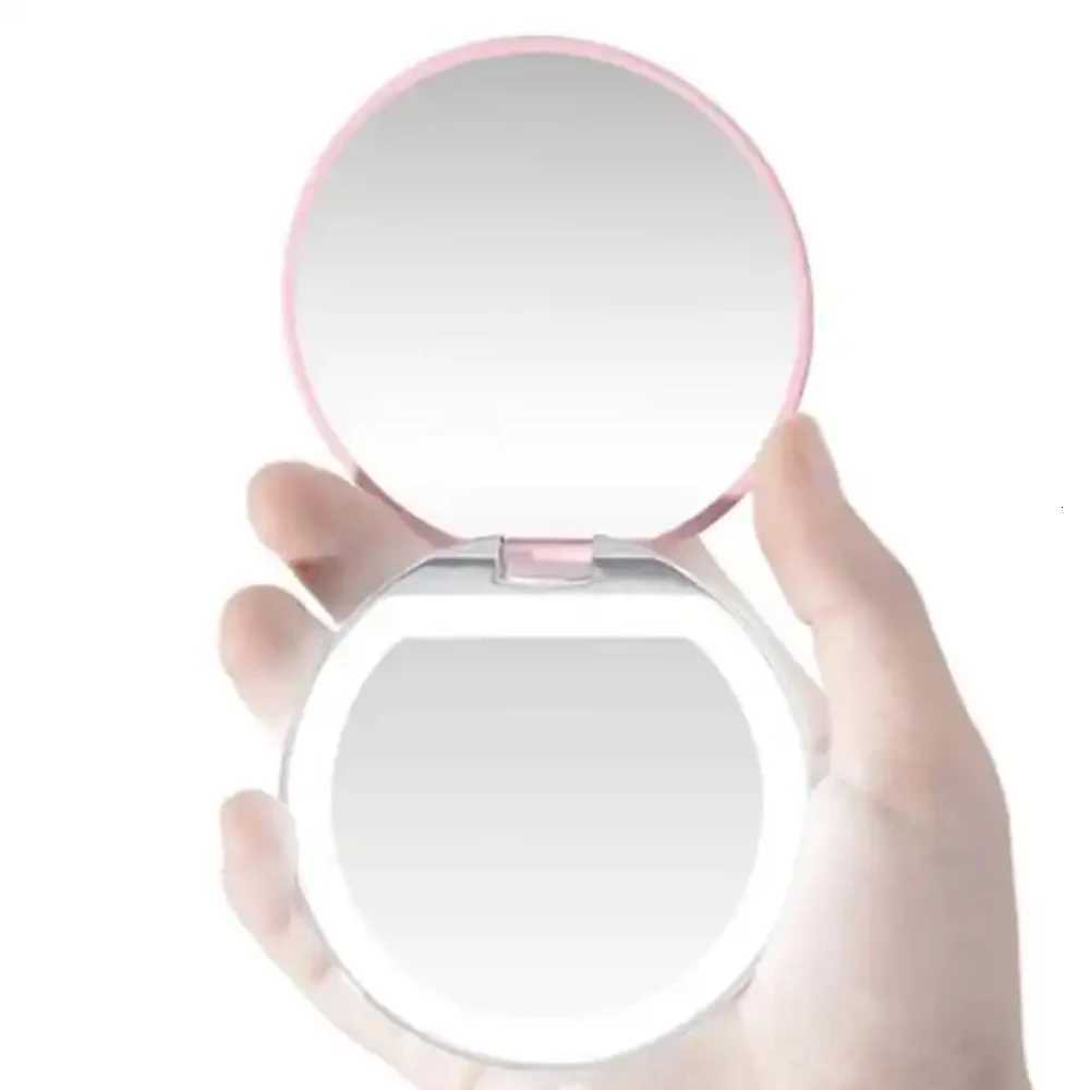 Compact Mirror with Light 1X/3X Magnification LED Pocket Mirror with USB Data Cable Pink Mini Mirror for Purse Pocket Travel Z250807