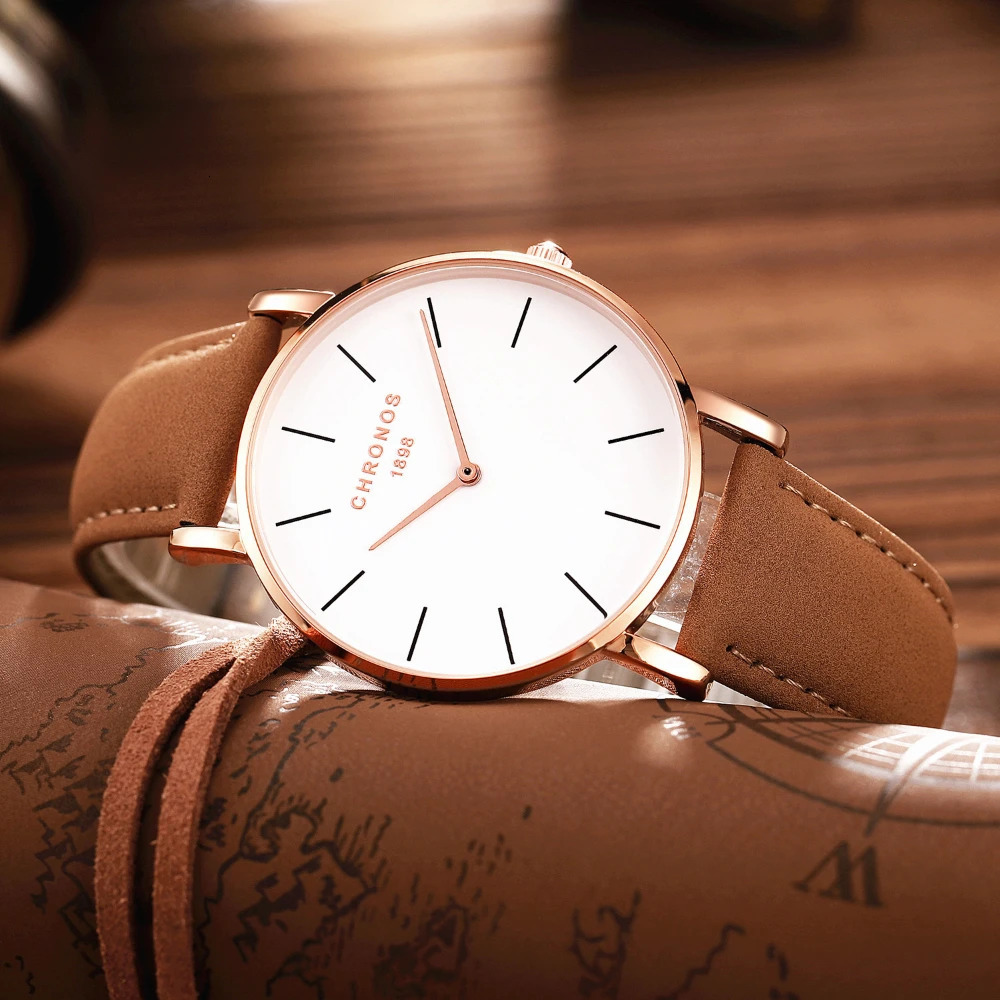 CHRONOS Watch For Men Minimalist Fashion Quartz Dress Wristwatches Casual Analog Classic Business Male Montre 250807