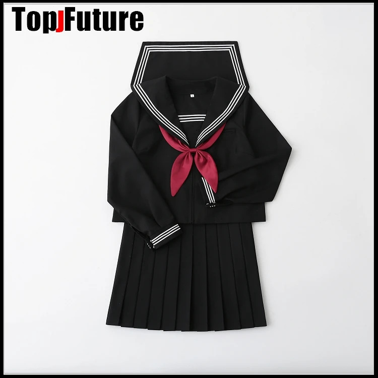 Basic JK uniform dress orthodox black Guanxi Lapel improved white three sailor suit Japanese summer student SCHOOL UNIFORM 250729