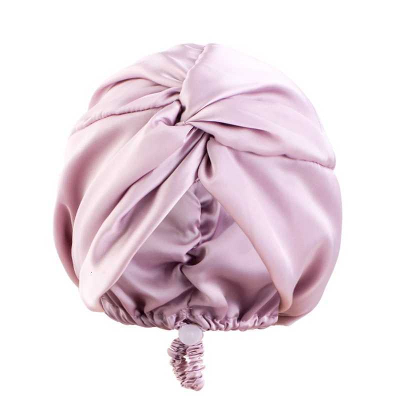 Bonnet Solid Color Silk Turban Hat for Women Soft Sleeping Night Cap Satin Hair Care Wrap Beanie Headscarf Adjustable Twist Headwear Z250808