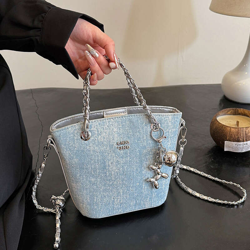 Denim for Luxury Women 2025 New Single bags Designer Shoulder purse and wallet Crossbody High-end Fashionable Chain Handbag Bucket Bag Trendy