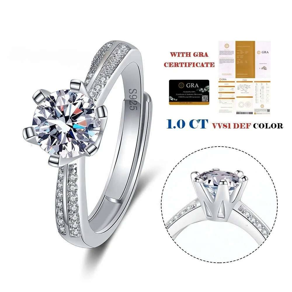 Wholesale Jewelry Custom Paved Micro 4 Claw Setting Solid 1CT Moissanite Dia Ring Female Engagement