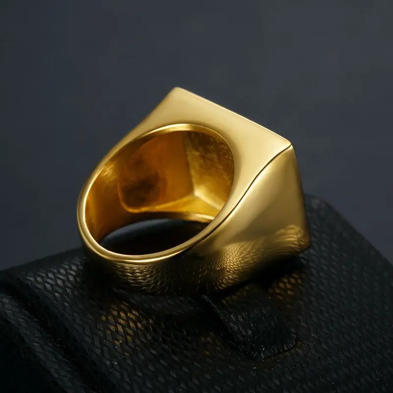 Stainless Steel The Last Supper Dinner Painting Gold Plated Hip Hop Square Rings For Men Women Gift Jewelry 250717