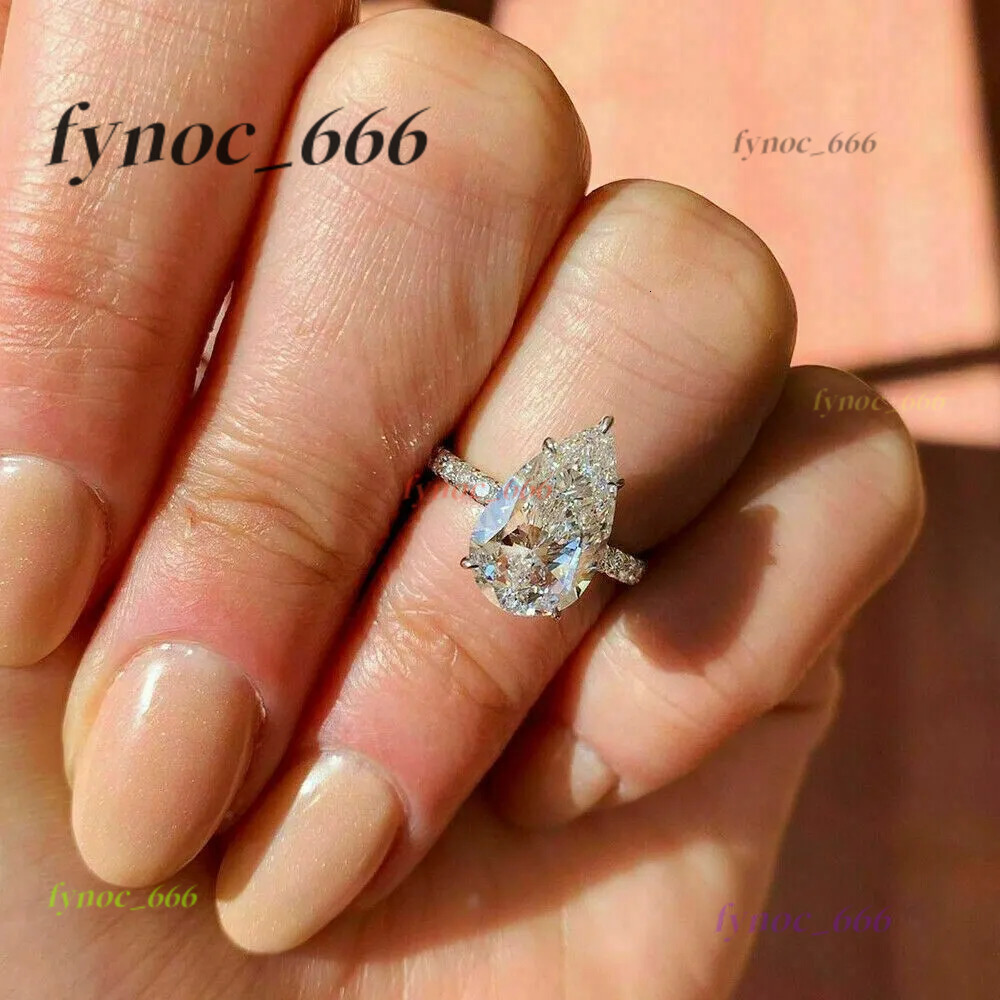 3CT Pear Cut Lab Created Diamond Solitaire Engagement Ring 14K White Gold