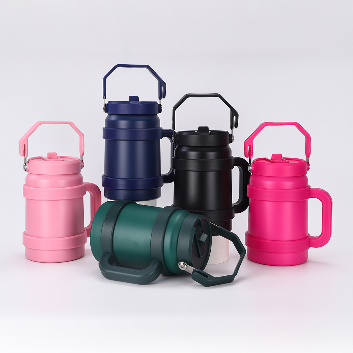 1500ML 2000ML Thermos Large-capacity Bucket Set Self-driving Car Handle 304 Stainless Steel Insulated Cup Travel Outdoor Sports Water Bottle 2025 New 