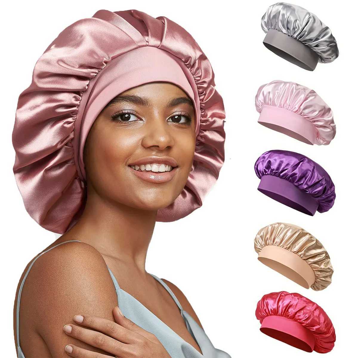 1Pcs Silk Bonnet for Sleeping Women Satin Lined Hair Bonnets for Sleeping Soft Elastic Band Silk Sleep Cap for Curls Z250808