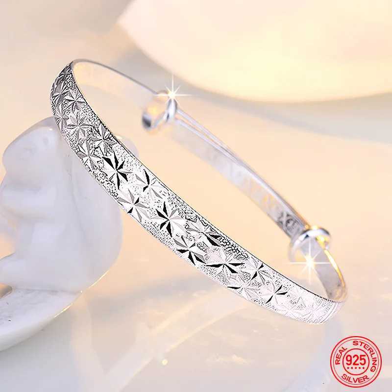 925 Sterling Silver Hollow Bells Ball Bangles Adjustable Bracelets For Women Fashion Holiday Gifts Party Wedding Jewelry Z250807