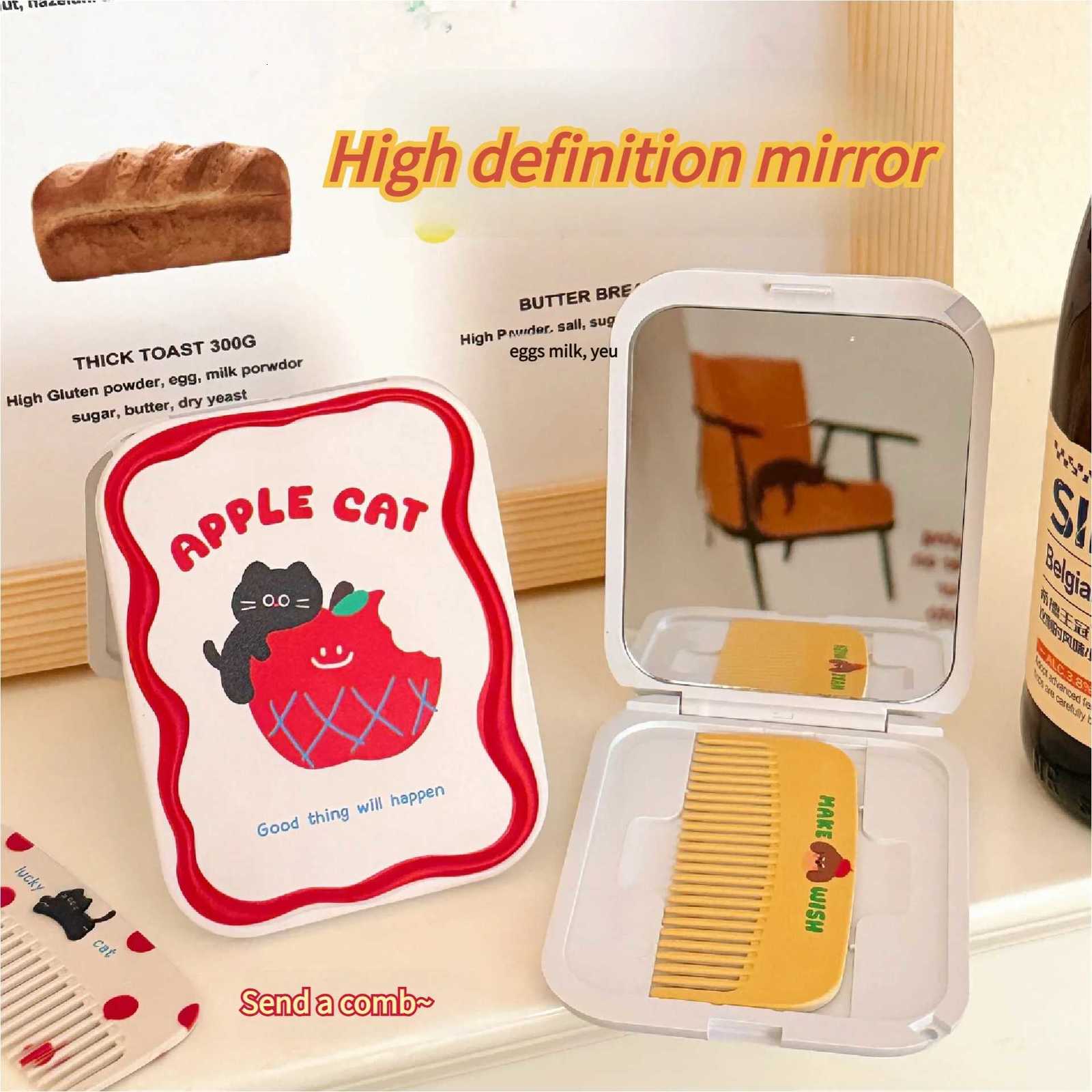 1/4 Pcs Cute Little Mirror Girls Portable Mini Makeup Mirror Foldable Makeup Mirror Creative Mirror Comb Z250807