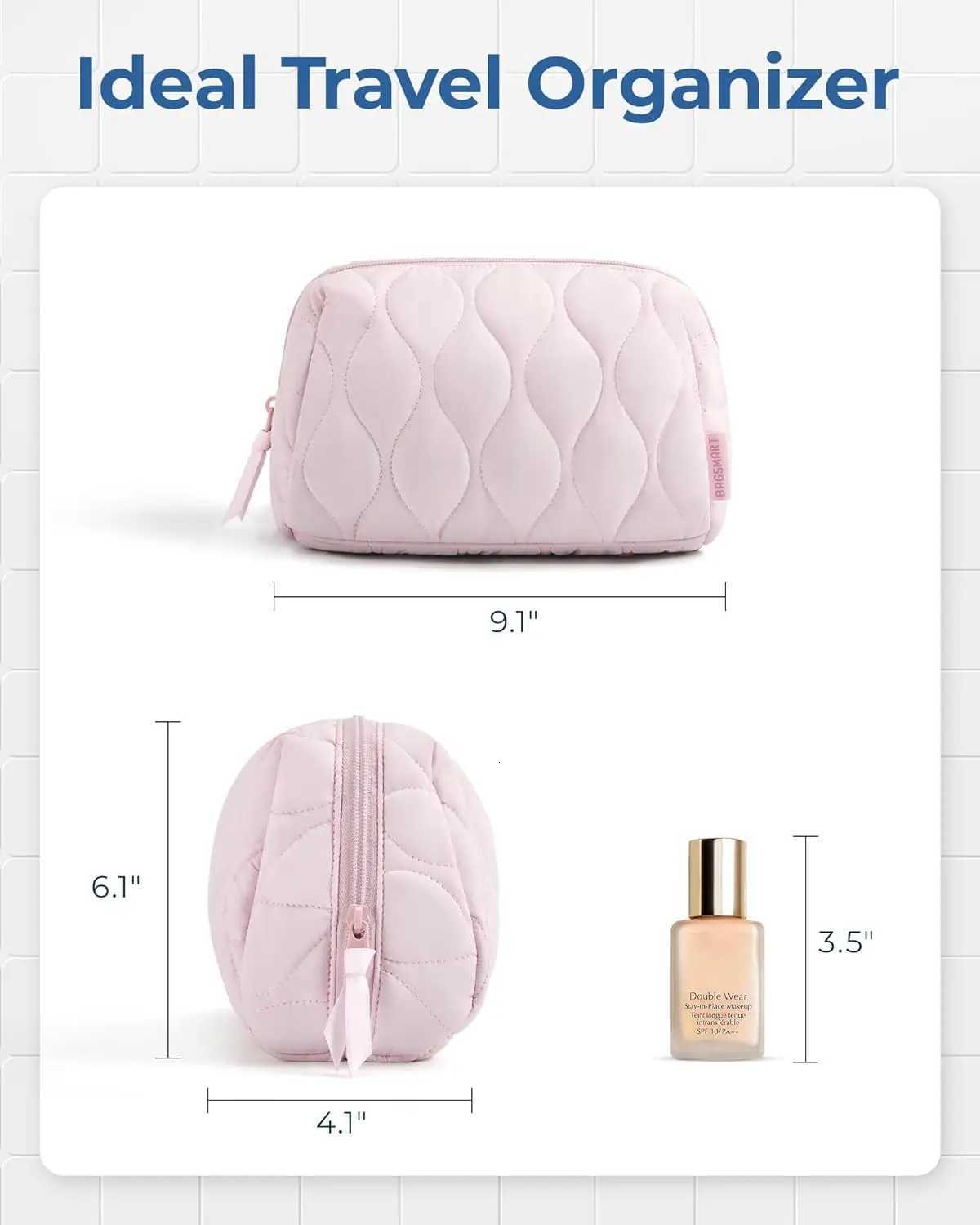 100% Fi Fluffy Padded Makeup Bag Storage Box Wide Zipper Bag Fi Daily Travel Portable Cosmetic Bag Y250808