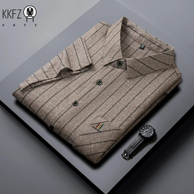 Mens Business Casual Short Sleeved Printed Shirt with Wrinkle Resistance No Ironing Comfortable All Season Versatile Top y250807