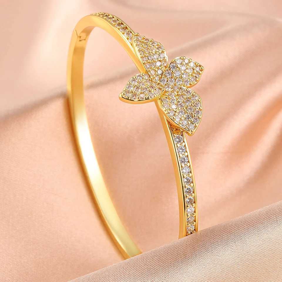 ZAKOL Luxury Micro Paved Full AAA Zirconia Leaf Bracelet Bangle for Women Bridal Hand Jewelry Female Wedding Jewelry Z250807