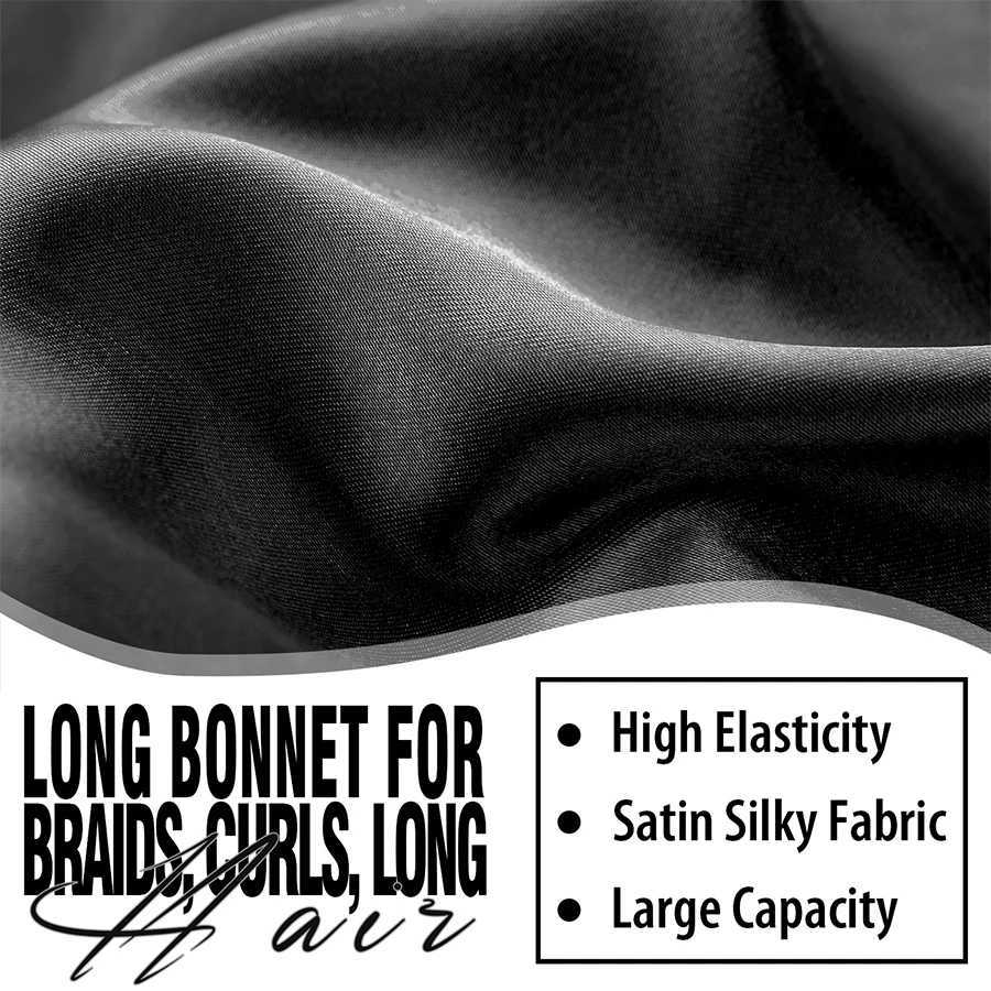 Silky Sleep Bonnet for Straight Curly Hair Long Extra Large Hair Bonnets for Dreadlocks and Braids Satin Sleeping Caps Night 2pcs Z250808