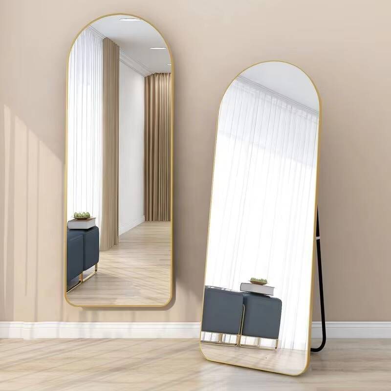 Large Golden Arch Metal Frame Full-Length Wall Mirror for Bathroom and Dressing Room Standing Floor Modern Design