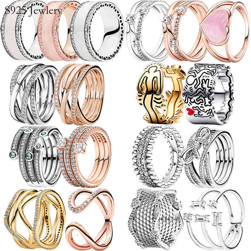 2024 New 925 Sterling Silver Rose Gold, Glittering CZ Polishing Wiring Wide Ring, Ms. Jewelry Fashion Accessories Can Be Used As Gifts