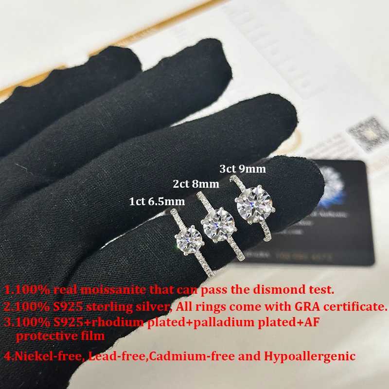 GRA Certified 1-3ct Moissanite Diamond D Color Four Prong Ring Real 925 Sterling Silver Fine Jewelry Wedding Gift for Women Y250808