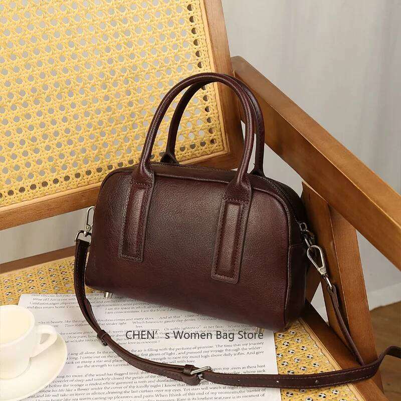 2025 New Genuine Women's Handbag Retro Shoulder Cow Leather Commuter Crossbody Female Bag For Shopping Travel 250731 20250805