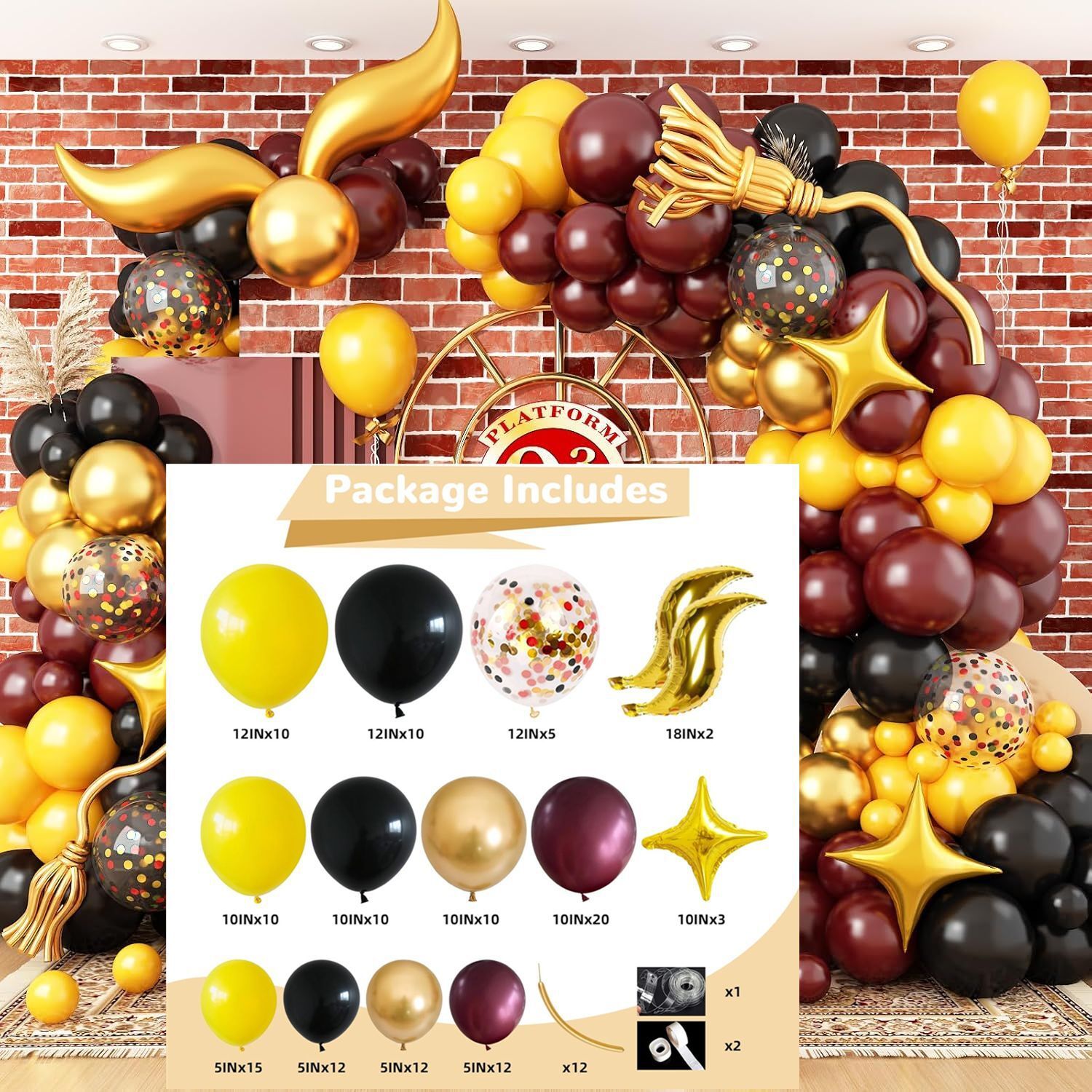 Magic Wizard Hat Kit Bury Gold Balloon Halloween Theme Venue Layout