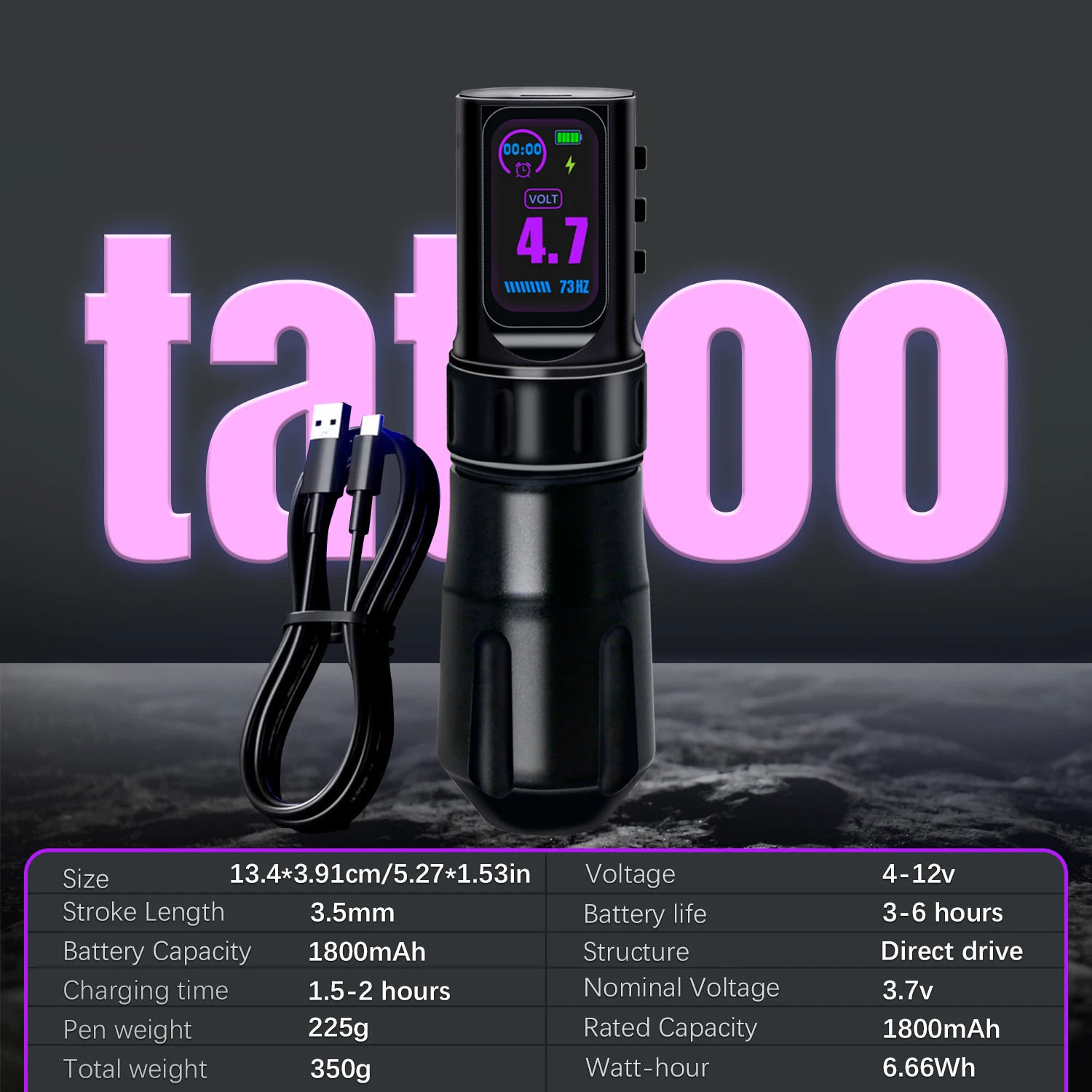 Wireless Tattoo Pen Tattoo Machine Dual Mode Direct Drive IPS Screen Timing Function Battery 1800mAh Suitable tattoo artists 250805