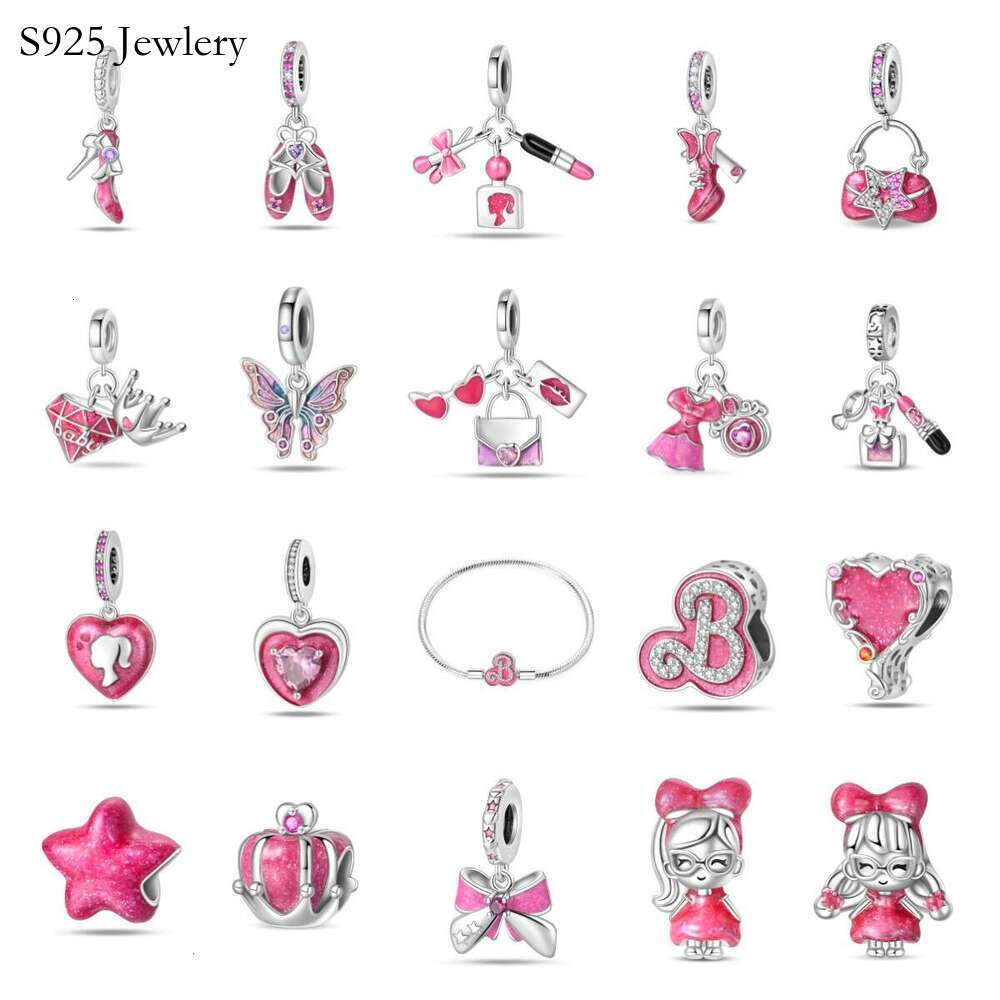 2025 NEW 925 Sterling silver 2024 New Style Charms Pink Fashion Beauty Pendant Beads DIY Jewelry Accessories Bracelet For women gift