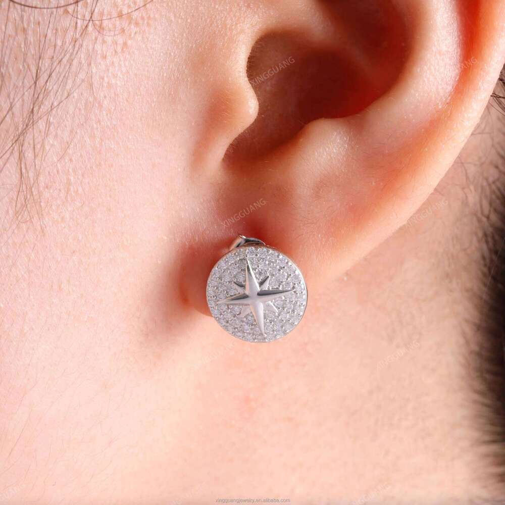 XG Dia Stud Round Style Sier VVS Moissanite for Woman Men Earrings Fine Jewelry