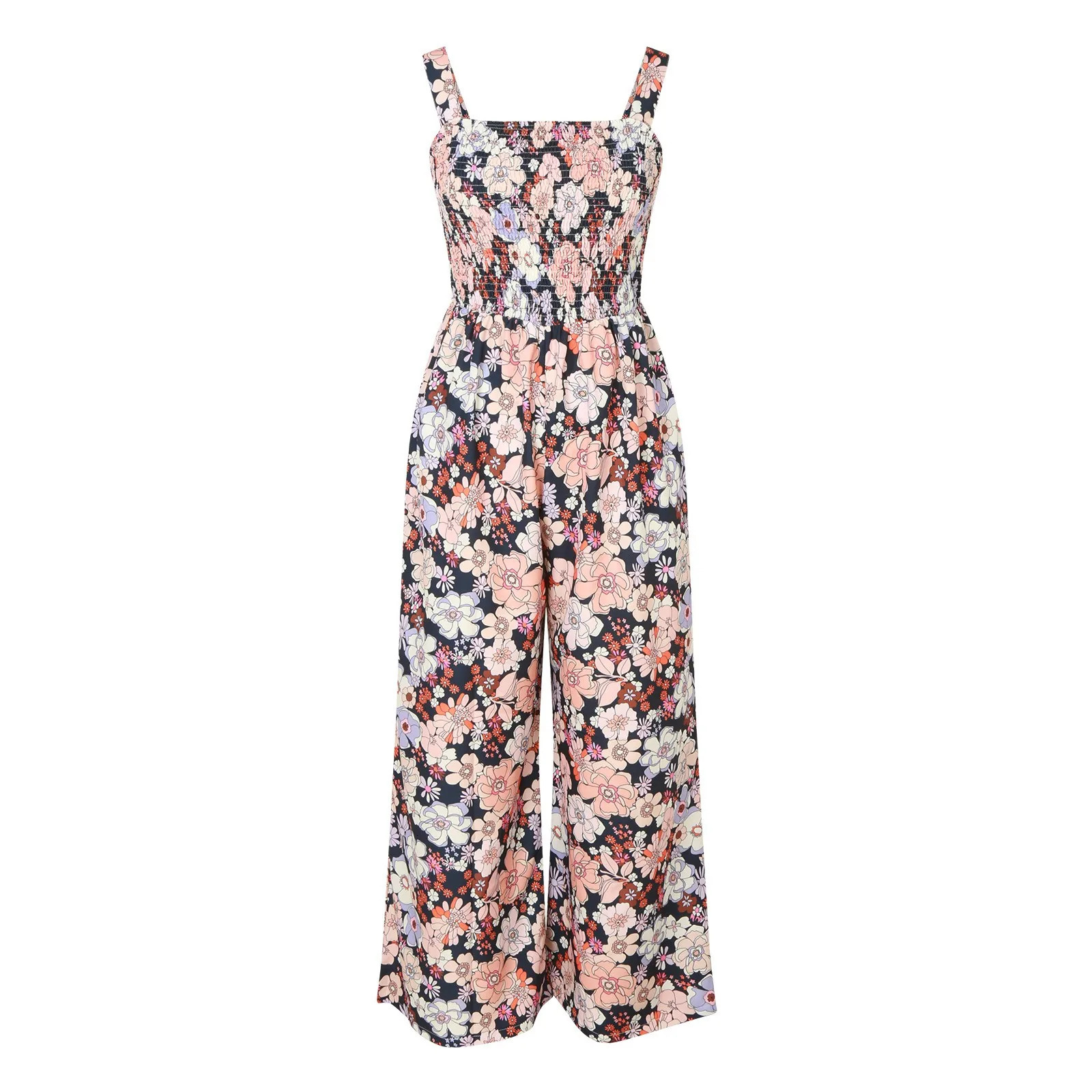 Sleeveless Printed Jumpsuit WomenS Casual Loose Overalls Wide Leg Long Pant Rompers With Pockets Jumpsuits 250807