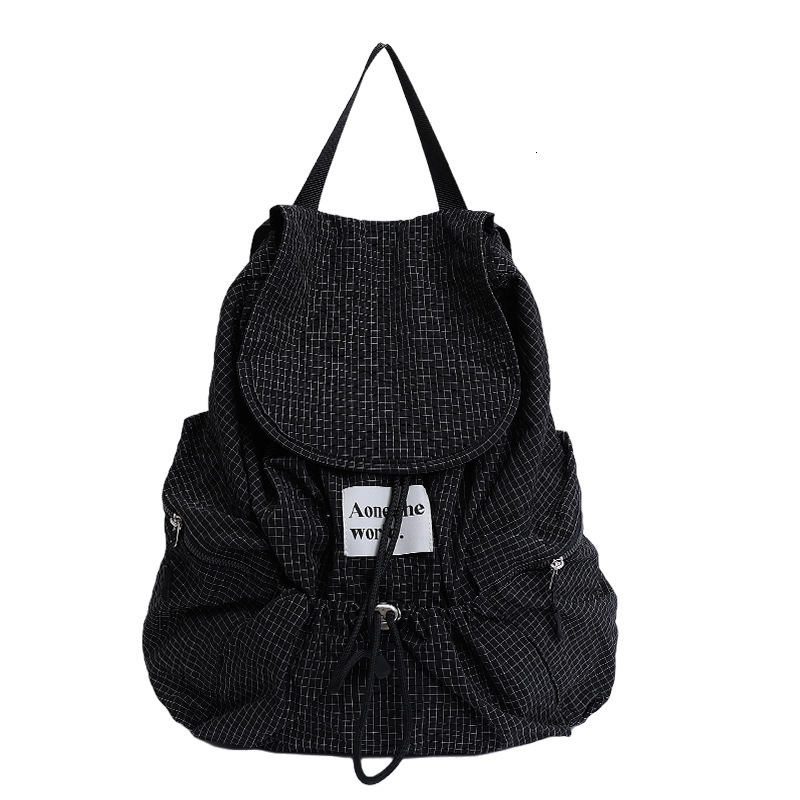 2025 Autumn fashion New Women s Backpack Simple Style Large Capacity Pulling Rope Women s Backpack Autumn Multi Pocket Grid New Designer Backpack