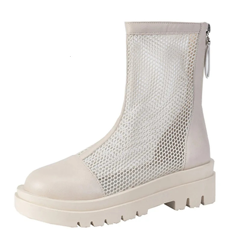 Mesh Hollow Out Cool Boots Summer Breathable and Versatile with Increased Height Comfortable Sandals Inside 250801