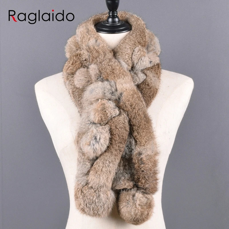Women Winter Rabbit Fur Scarf 100% Natural Rabbit Fur Fashion warm And Soft Neckerchief Wholesale Pompoml Fur Scarves Headbands 250807