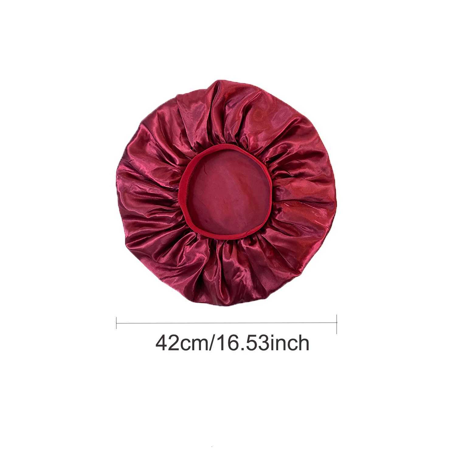 New Women Oversized Silky Hair Soft Elegant Bonnet Solid Color Satin Bonnet Sleeping Night Cap Elastic Shower Bath Hats Z250808