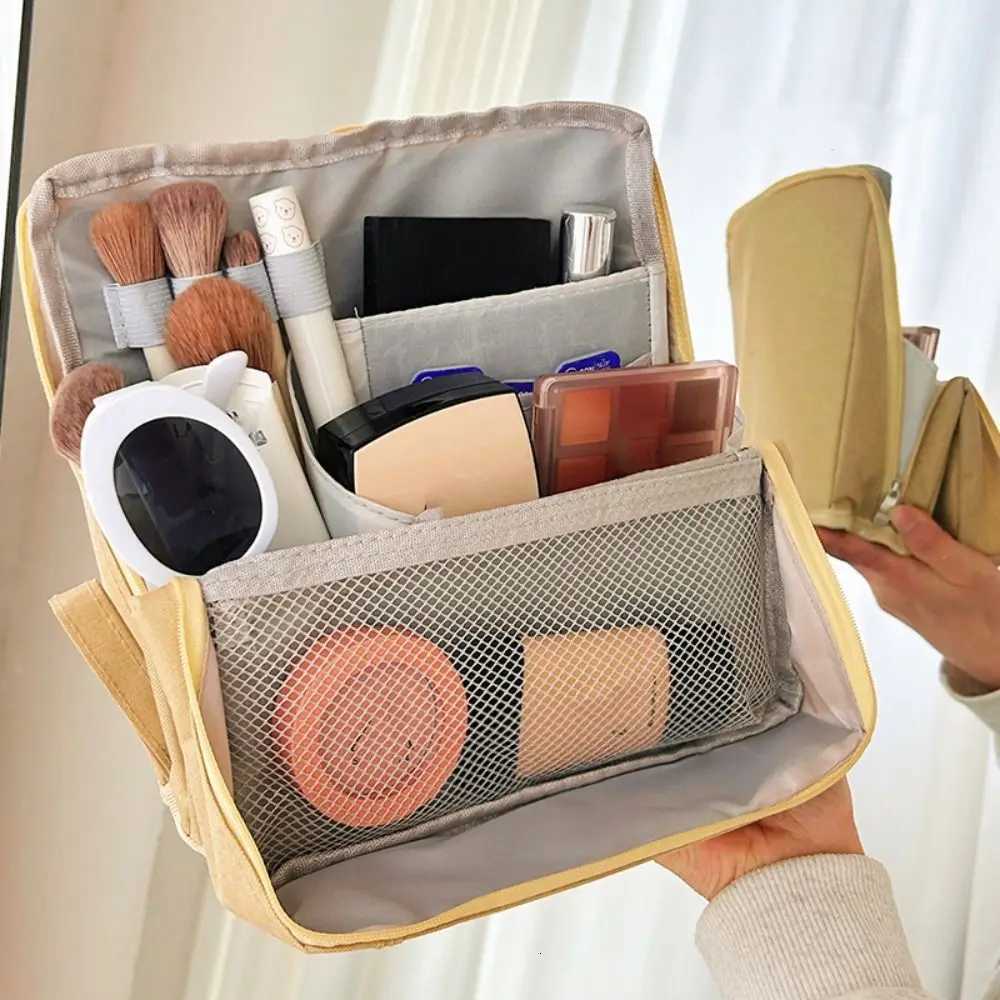 Pen Bag Vertical Makeup Bag Pencil Case Partitioned Skincare Storage Bag Waterproof Large Capacity Stationery Bag for Girls Y250808