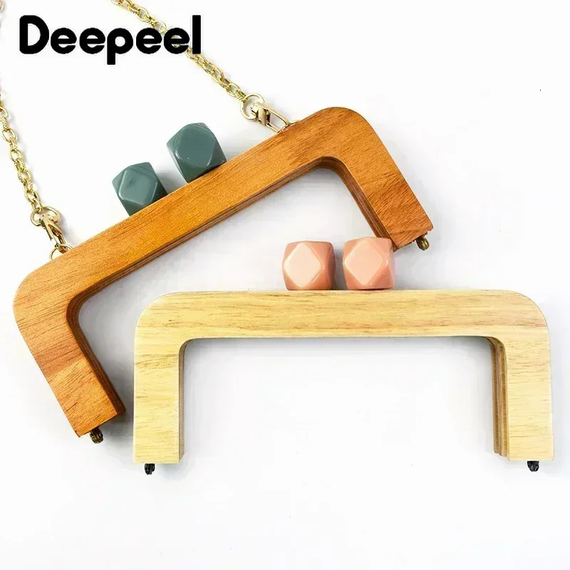Deepeel 20cm Wooden Purse Frame Handbag Handles Women Woven Bags Wallet Clamp Handmade Closure Brackets DIY Bag Accessories 250801