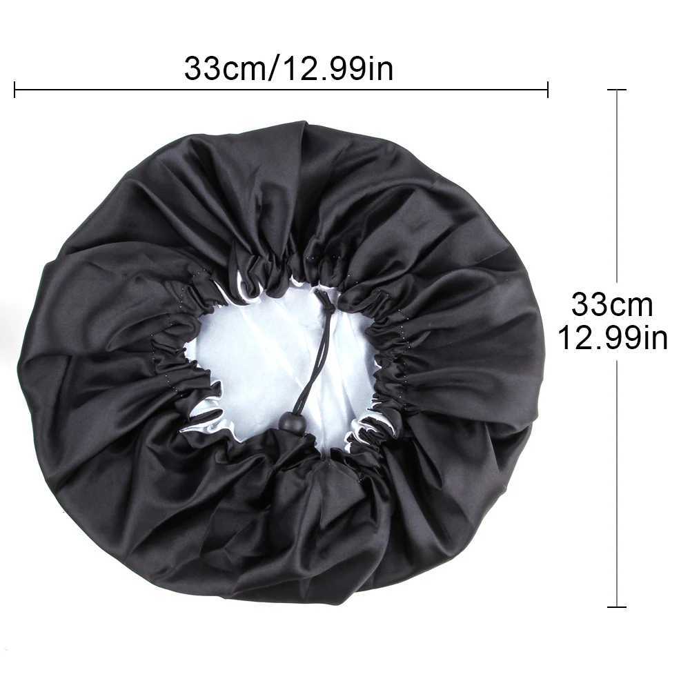 Sleeping Satin Hair Cap Curls Reversible Night Hat Double Layer Silky Bonnet Adjusting Button Bonet Women Hair Heating Cap Tool Z250808