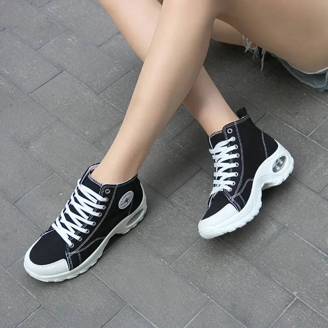 New fashionable canvas casual lightweight thick soled rise dad shoes, breathable high top women's shoes ddmysaturn