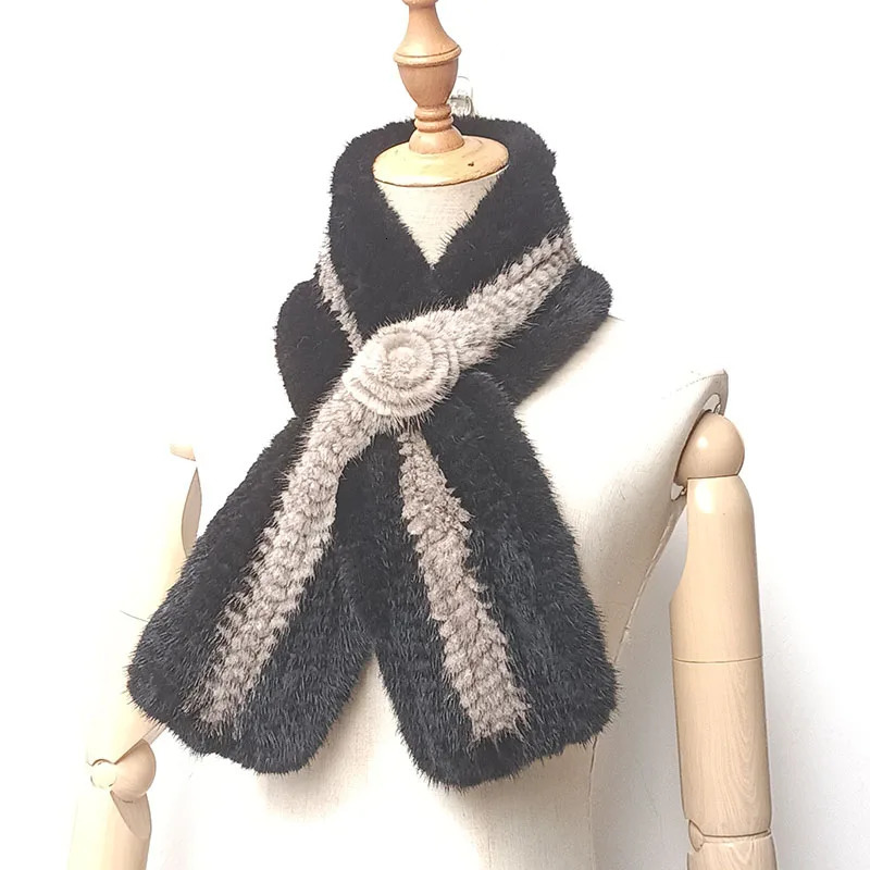 Winter Women Knitted Real Mink Fur Scarf Wholesale Fashion Thick Warm Female Genuine Mink Fur Scarves 250807