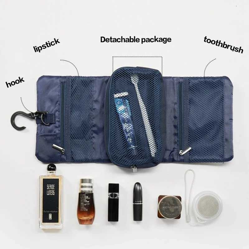 Japanese Style Snap Folding Toiletry Bag Hook Business Trip Toiletries Storage Bag High Quality Cosmetic Bag Y250808