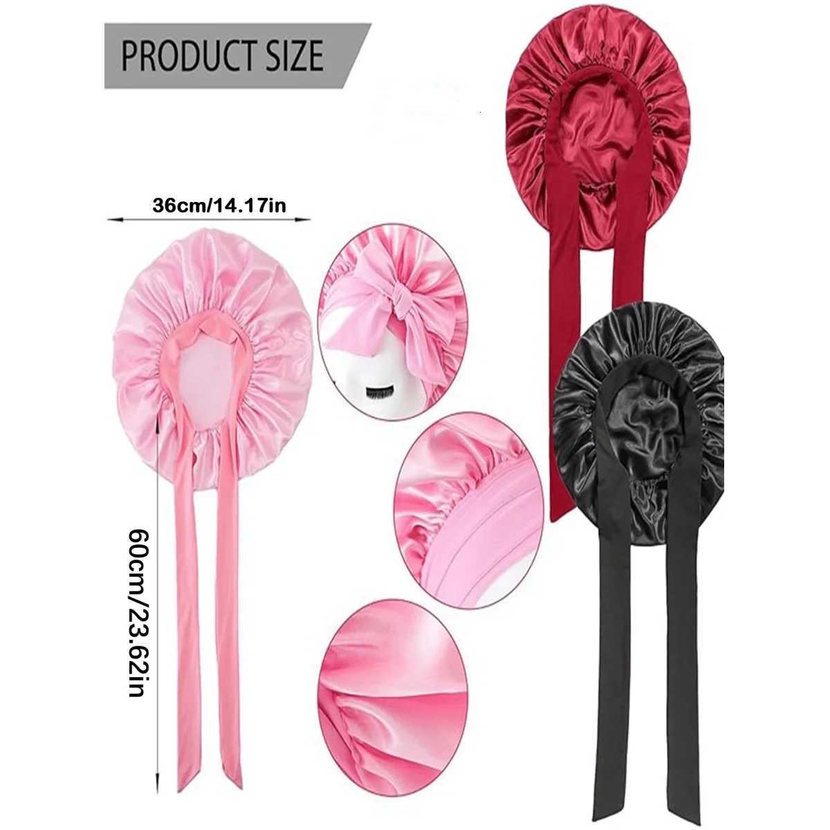 Satin Bonnet Silk Bonnet Adjustable Bonnet for Sleeping Hair Caps with Tie Band Bonnets for Women Men Hair Styling Accessories Z250808