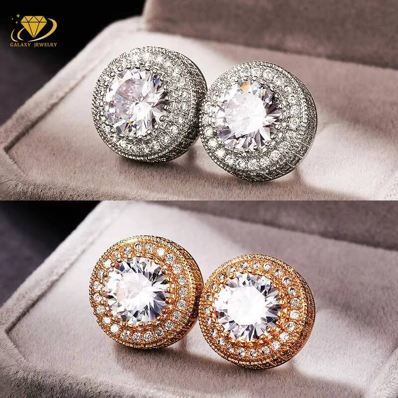 Hip Hop Studs Earrings Hot Sale Iced Out Jewelry 925 Sterling Silver Mens Round Diamond Moissanite Stud Earring