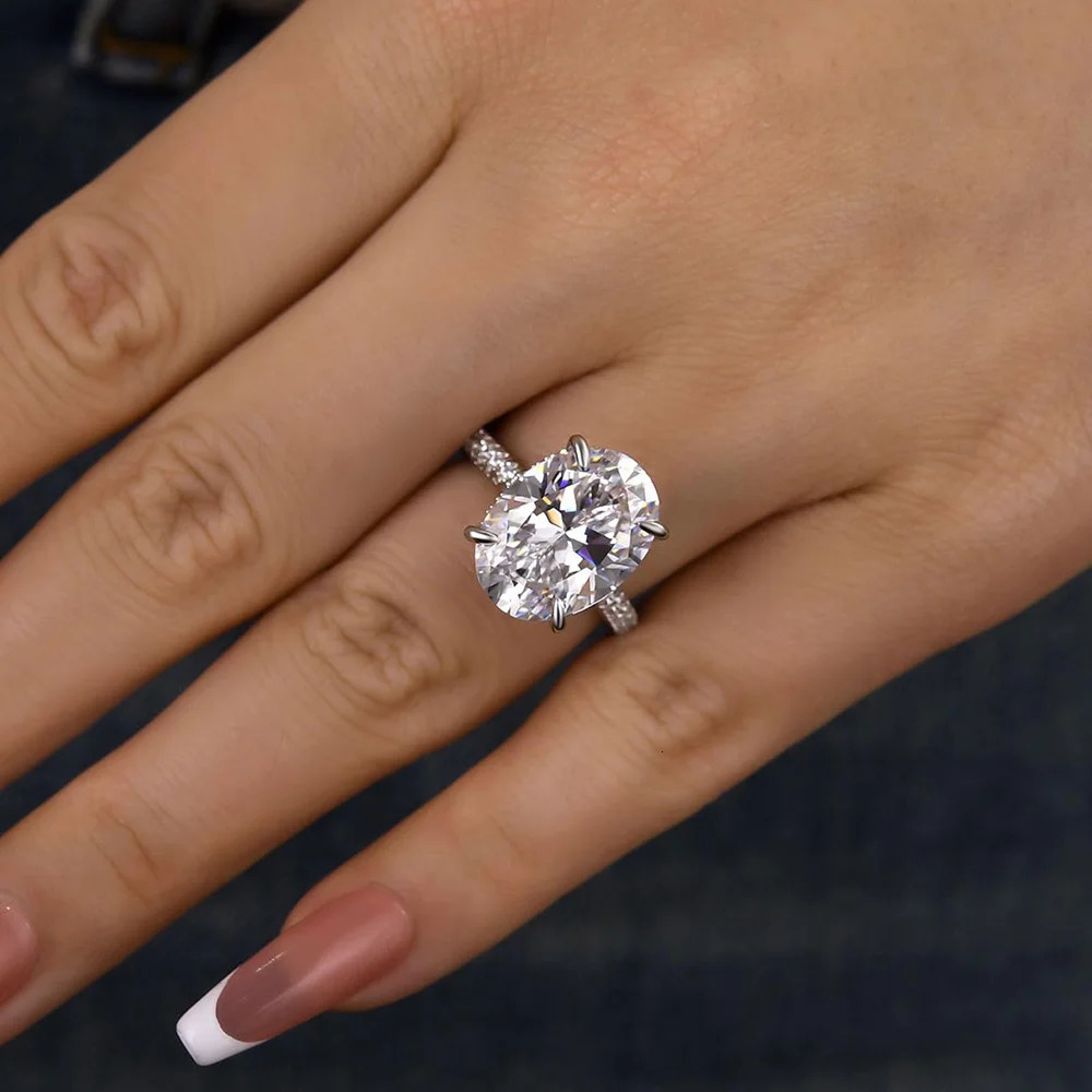 Certified 8CT Oval Engagement Ring for Women Big Lab Diamond Rings 925 Sterling Silver Wedding Band Jewelry 250717