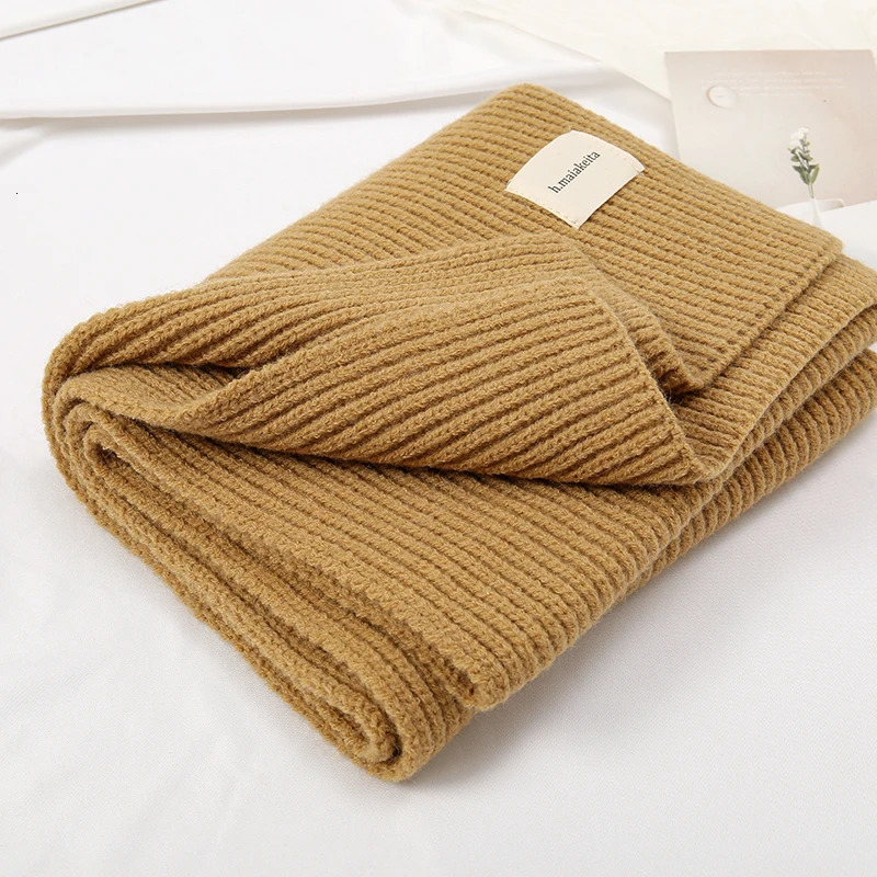 Warm Knitted Wool Soft Scarf Women Solid Korean Style Skinny Long Woolen Yarn Autumn Winter Travel Casual Neckechief Bufanda 250807