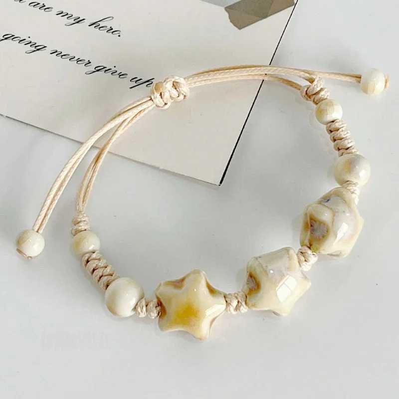 Handmade Colorful Ceramic Star Bracelet Adjustable Braided Wax Cord Unique Fashion Accessory Birthday Gifts Decorations Jewelry Z250807