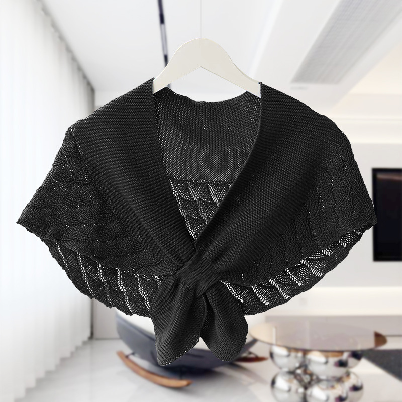 K1614 Internet celebrity knitted air-conditioning shawl outer wear summer thin wool personality spring and autumn scarf fashionable outer wear stylish