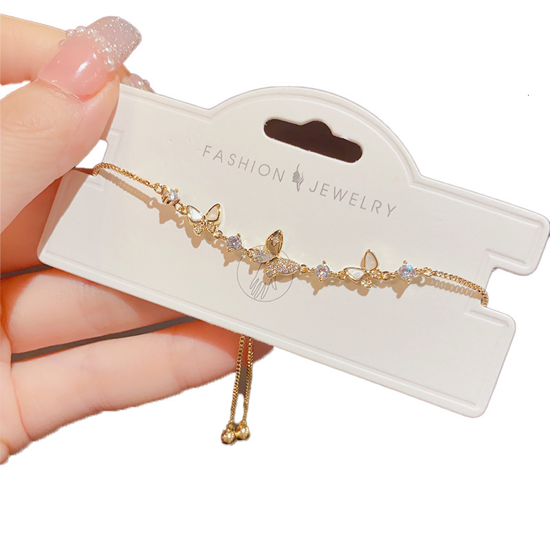 Summer Sweet Fresh Unique Butterfly Zircon Pull-Open Bracelet Personality Light Simple High-End Versatile Wristband