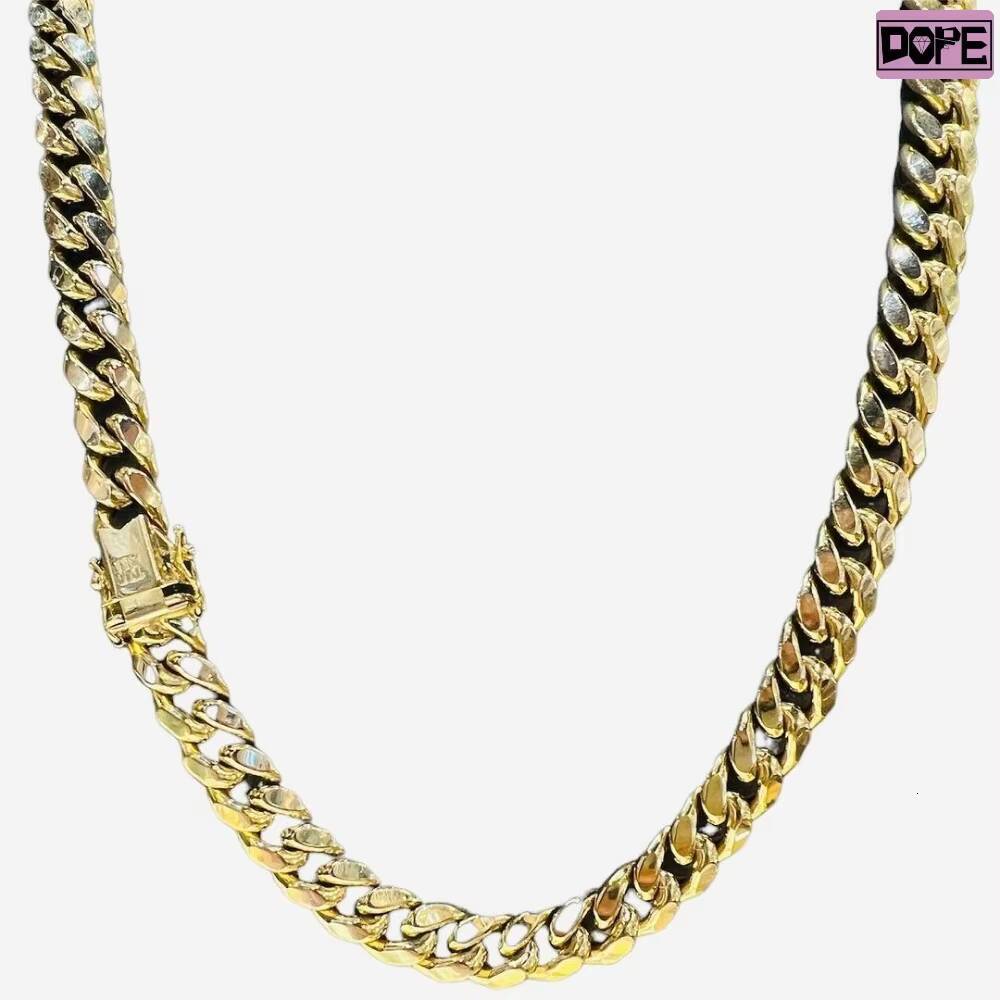 Custom High Quality Miami Cuban Link Chain Necklace 14k 18k Men Gold Plated S925 Silver Gold Cuban Link Chain